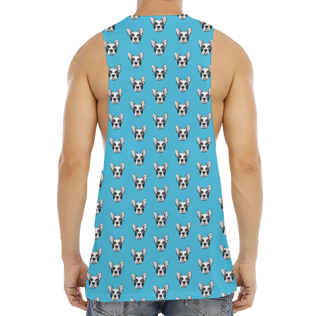 French Bulldog Faces Pattern Print Men's Muscle Tank Top