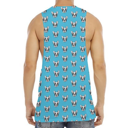French Bulldog Faces Pattern Print Men's Muscle Tank Top