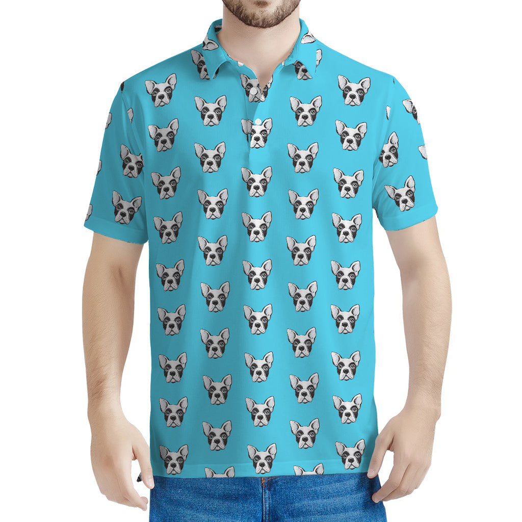 French Bulldog Faces Pattern Print Men's Polo Shirt