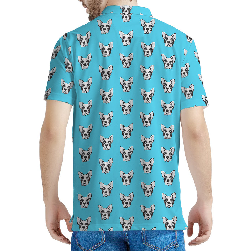 French Bulldog Faces Pattern Print Men's Polo Shirt