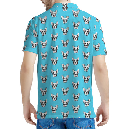 French Bulldog Faces Pattern Print Men's Polo Shirt