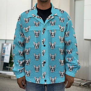 French Bulldog Faces Pattern Print Men's Shirt Jacket