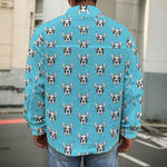 French Bulldog Faces Pattern Print Men's Shirt Jacket