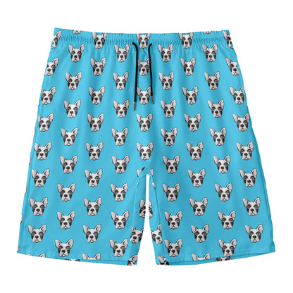French Bulldog Faces Pattern Print Men's Swim Trunks