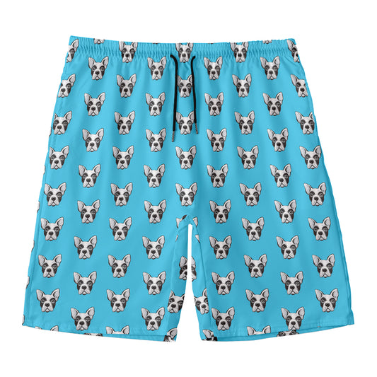French Bulldog Faces Pattern Print Men's Swim Trunks