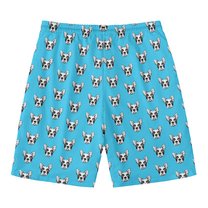 French Bulldog Faces Pattern Print Men's Swim Trunks