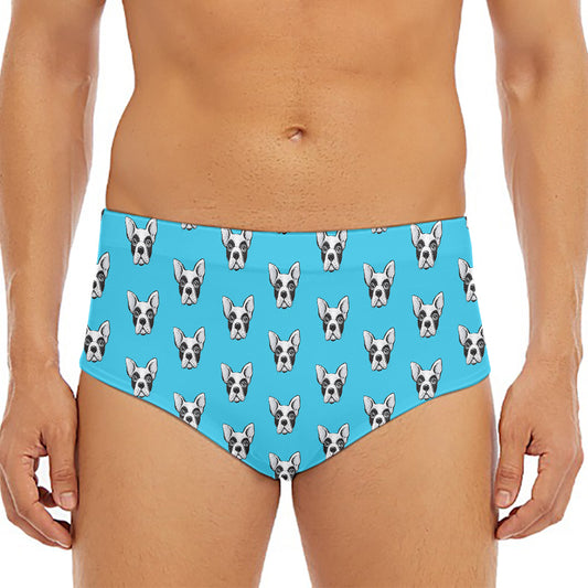 French Bulldog Faces Pattern Print Men's Triangle Swim Briefs