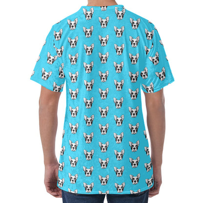 French Bulldog Faces Pattern Print Men's Velvet T-Shirt