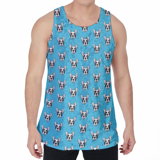 French Bulldog Faces Pattern Print Men's Velvet Tank Top