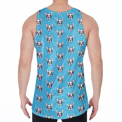 French Bulldog Faces Pattern Print Men's Velvet Tank Top