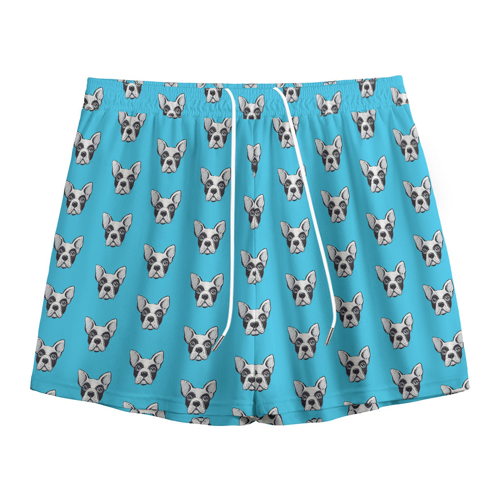 French Bulldog Faces Pattern Print Mesh Shorts
