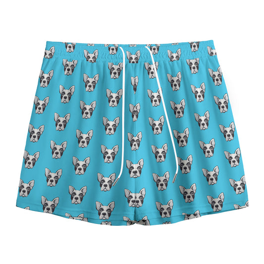 French Bulldog Faces Pattern Print Mesh Shorts