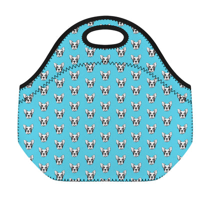 French Bulldog Faces Pattern Print Neoprene Lunch Bag