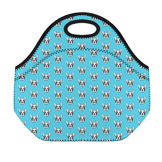 French Bulldog Faces Pattern Print Neoprene Lunch Bag
