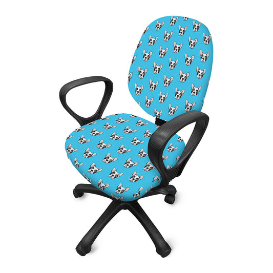 French Bulldog Faces Pattern Print Office Chair Cover