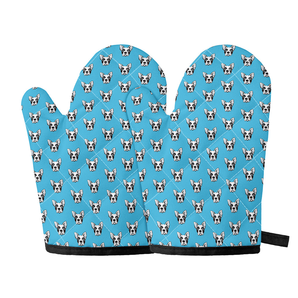 French Bulldog Faces Pattern Print Oven Mitts