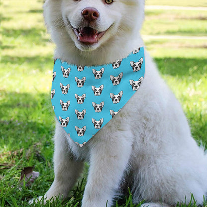 French Bulldog Faces Pattern Print Over The Collar Dog Bandana