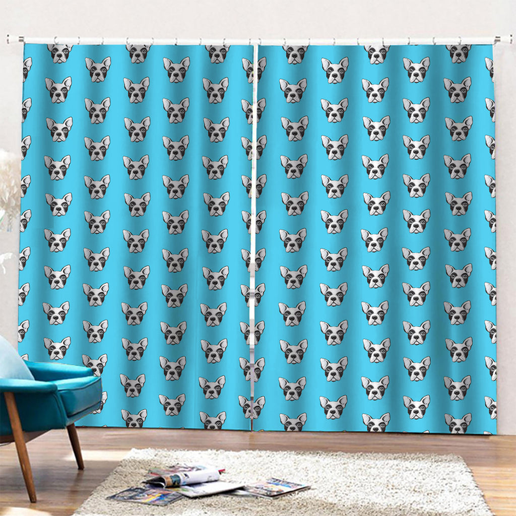 French Bulldog Faces Pattern Print Pencil Pleat Curtains