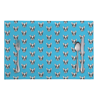 French Bulldog Faces Pattern Print Placemat