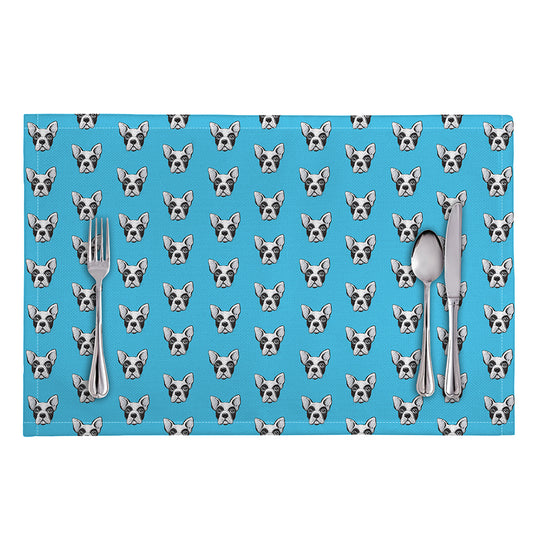 French Bulldog Faces Pattern Print Placemat