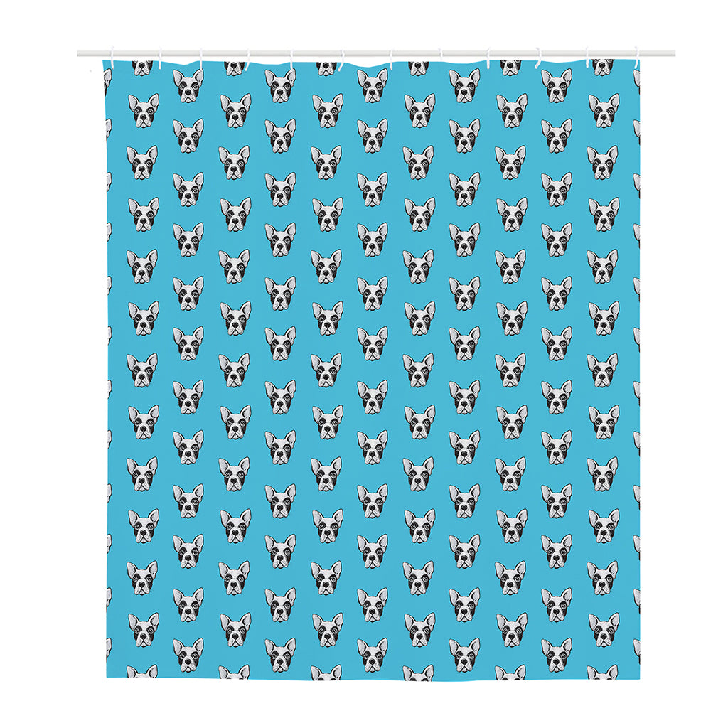French Bulldog Faces Pattern Print Polyester Shower Curtain