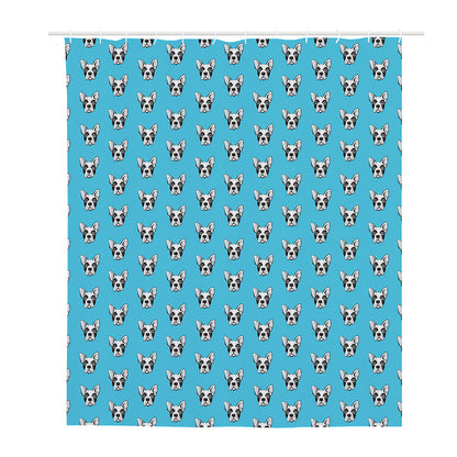French Bulldog Faces Pattern Print Polyester Shower Curtain