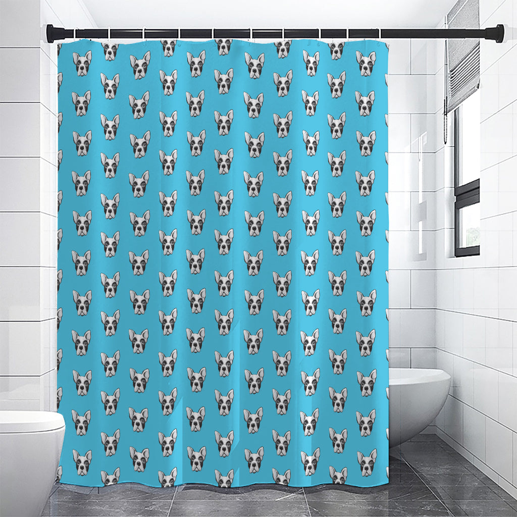 French Bulldog Faces Pattern Print Premium Shower Curtain