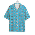 French Bulldog Faces Pattern Print Rayon Hawaiian Shirt