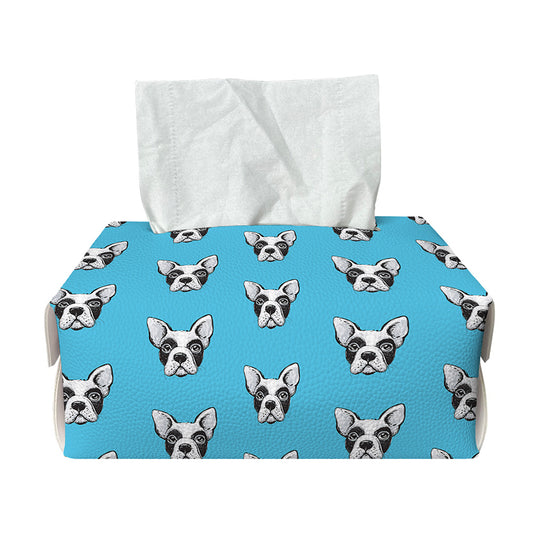 French Bulldog Faces Pattern Print Rectangle Tissue Box Cover