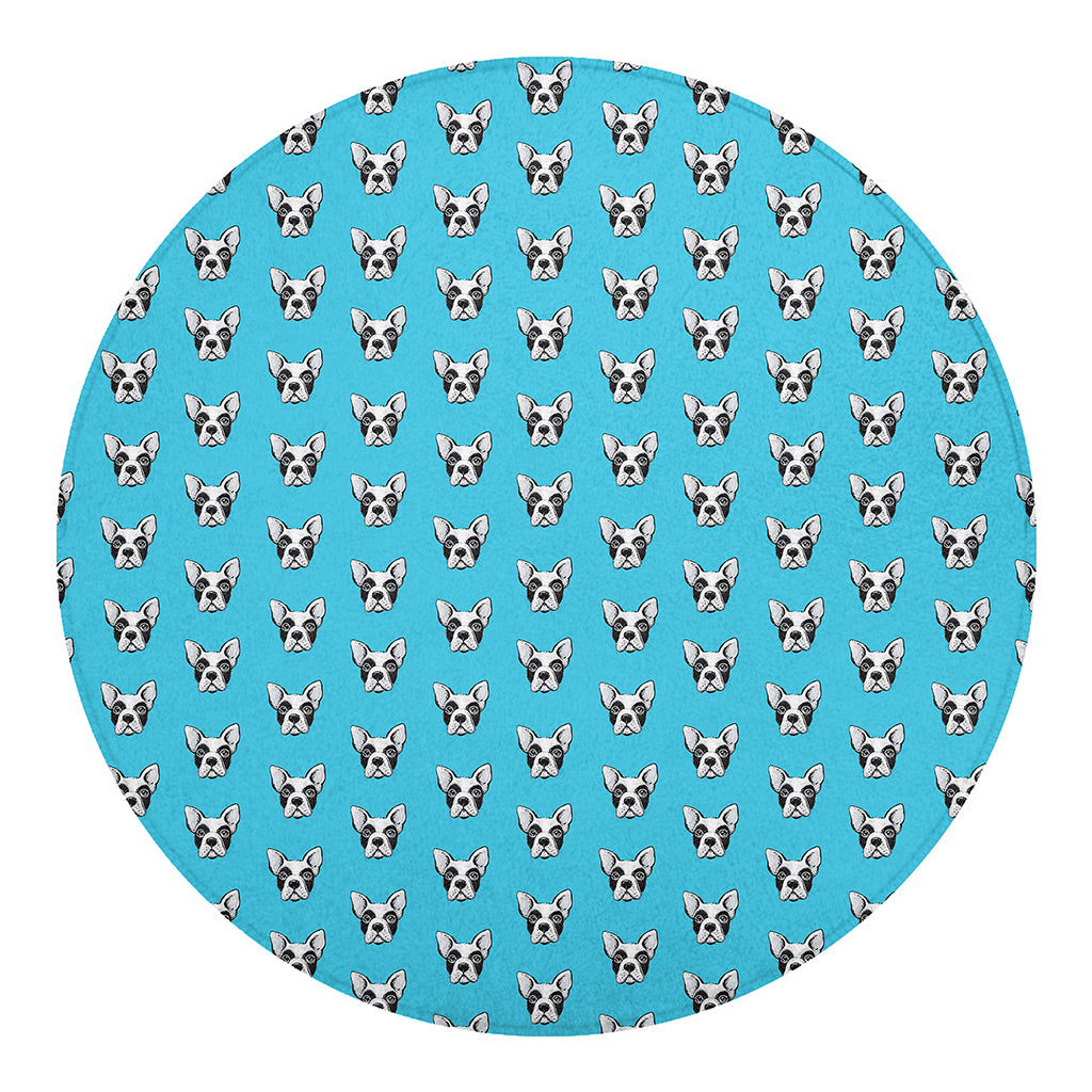 French Bulldog Faces Pattern Print Round Blanket
