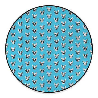 French Bulldog Faces Pattern Print Round Floor Mat