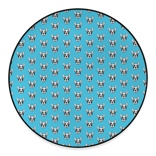 French Bulldog Faces Pattern Print Round Floor Mat