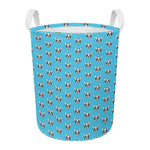 French Bulldog Faces Pattern Print Round Laundry Basket