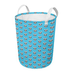 French Bulldog Faces Pattern Print Round Laundry Basket