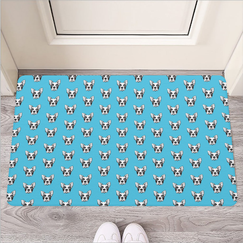 French Bulldog Faces Pattern Print Rubber Doormat
