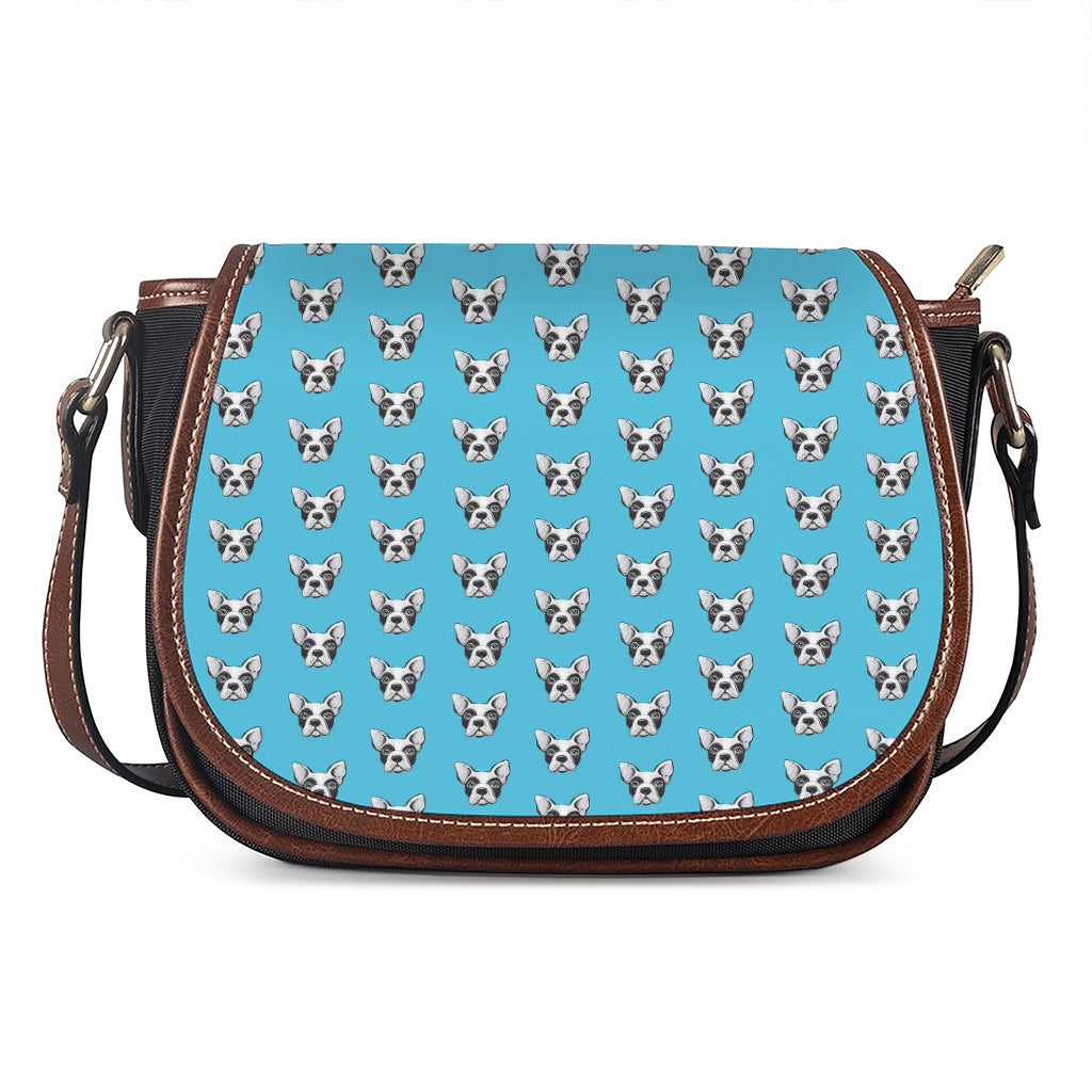 French Bulldog Faces Pattern Print Saddle Bag
