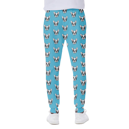 French Bulldog Faces Pattern Print Scuba Joggers