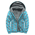 French Bulldog Faces Pattern Print Sherpa Lined Zip Up Hoodie