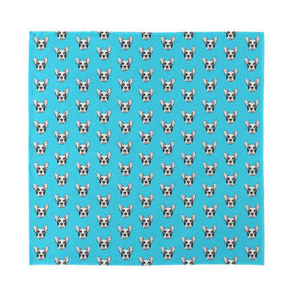 French Bulldog Faces Pattern Print Silk Bandana