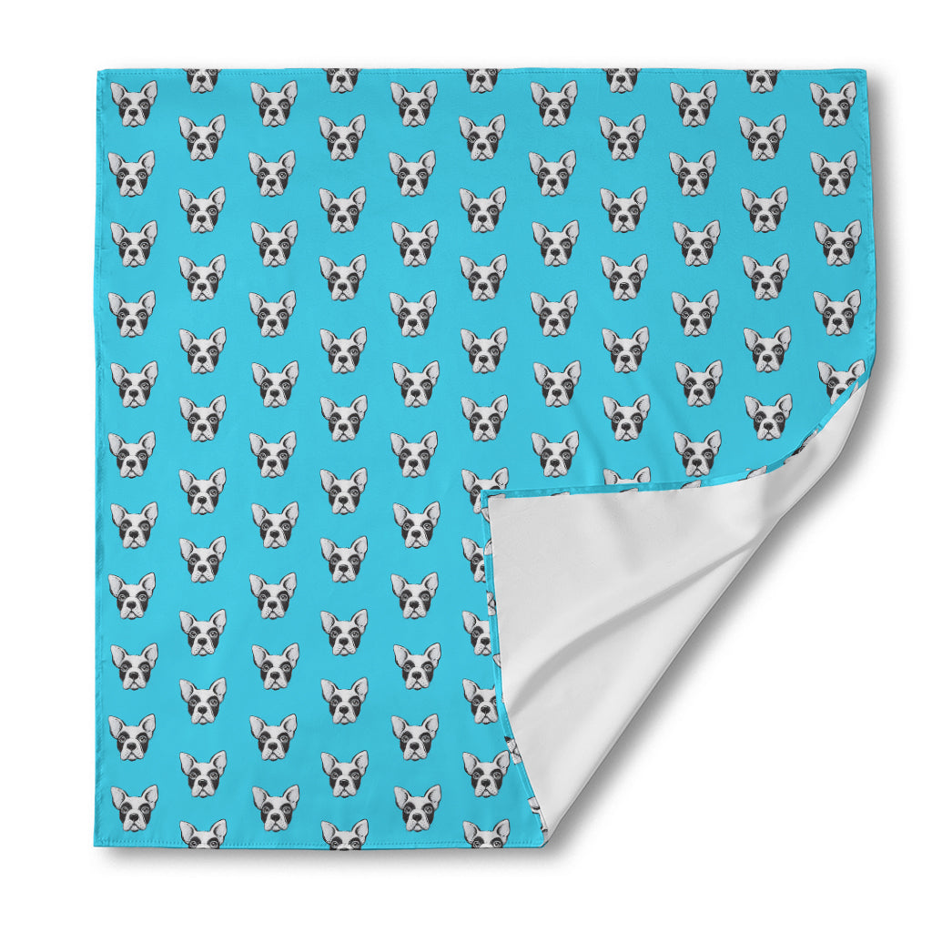 French Bulldog Faces Pattern Print Silk Bandana