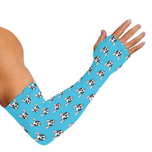 French Bulldog Faces Pattern Print Sun Protection Arm Sleeves