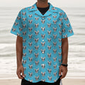 French Bulldog Faces Pattern Print Textured Short Sleeve Shirt