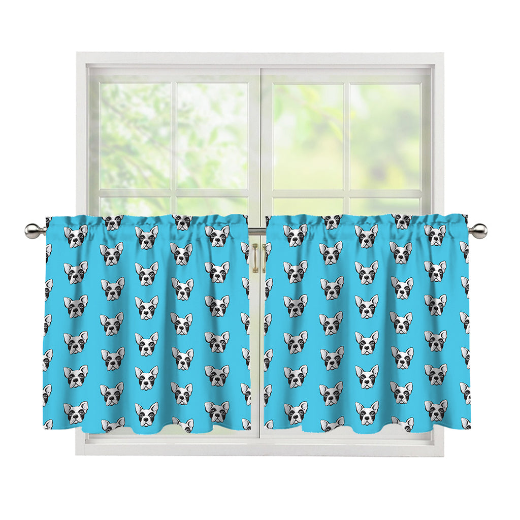 French Bulldog Faces Pattern Print Tier Curtains