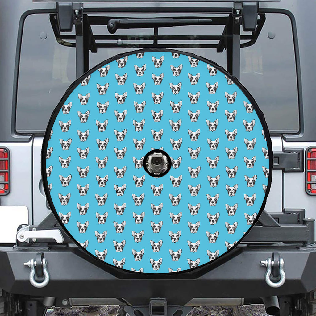 French Bulldog Faces Pattern Print Tire Cover With Camera Hole