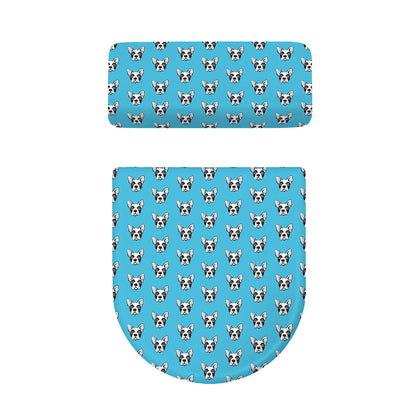 French Bulldog Faces Pattern Print Toilet Lid And Tank Cover Set