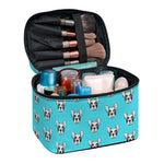 French Bulldog Faces Pattern Print Travel Makeup Bag