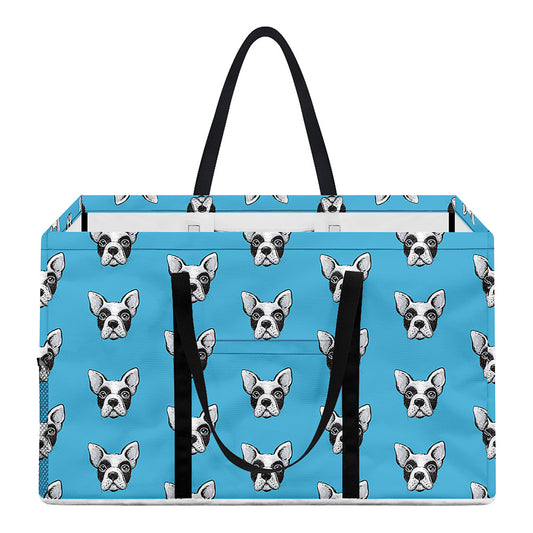 French Bulldog Faces Pattern Print Utility Tote Bag