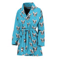 French Bulldog Faces Pattern Print Women's Bathrobe