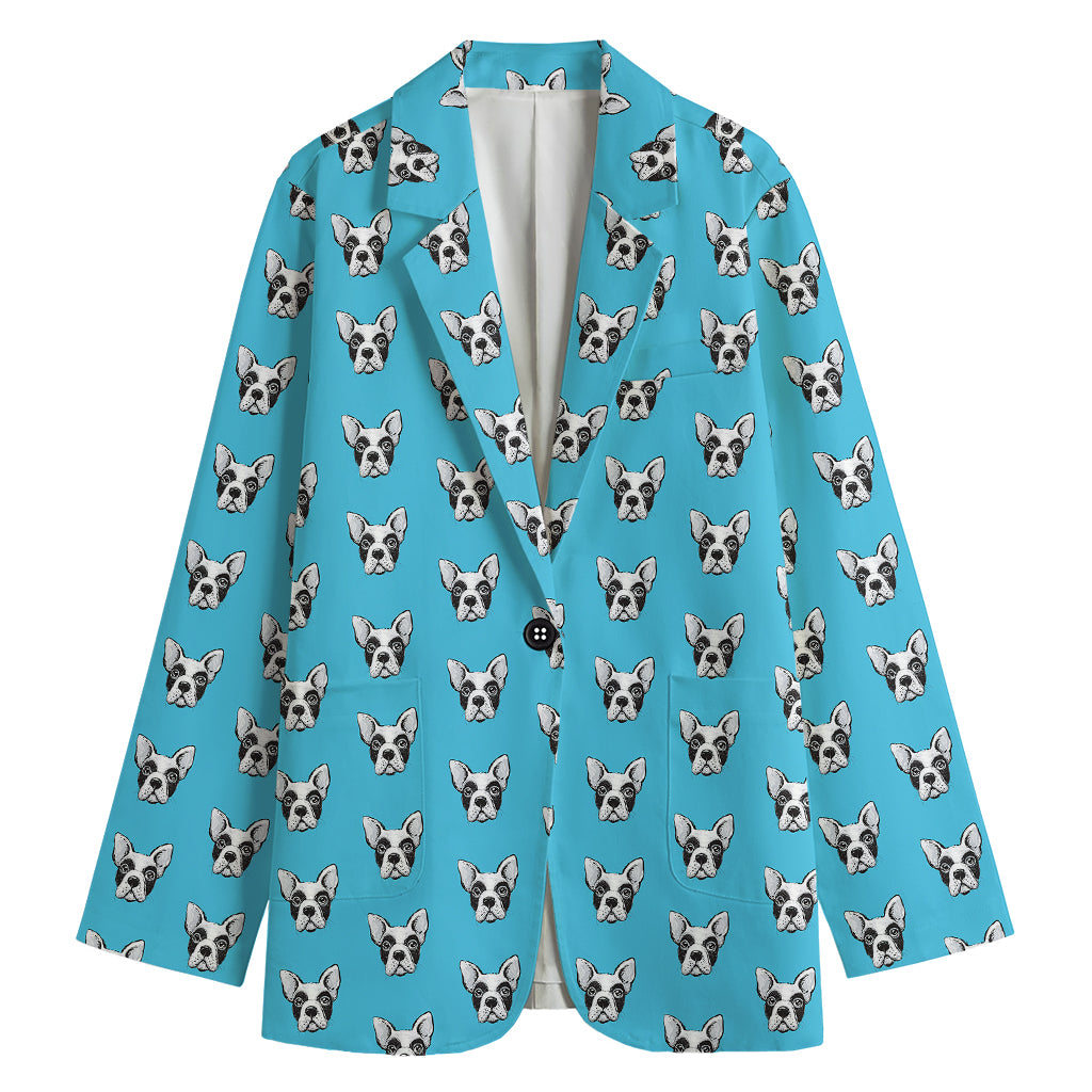French Bulldog Faces Pattern Print Women's Blazer
