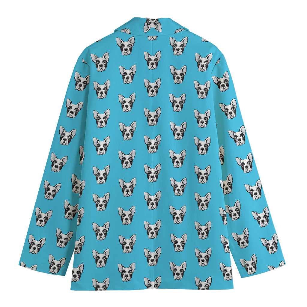 French Bulldog Faces Pattern Print Women's Cotton Blazer